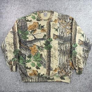 VINTAGE Jerzees Outdoors 3XL Camo Sweatshirt Realtree Hunting Crewneck 90s USA